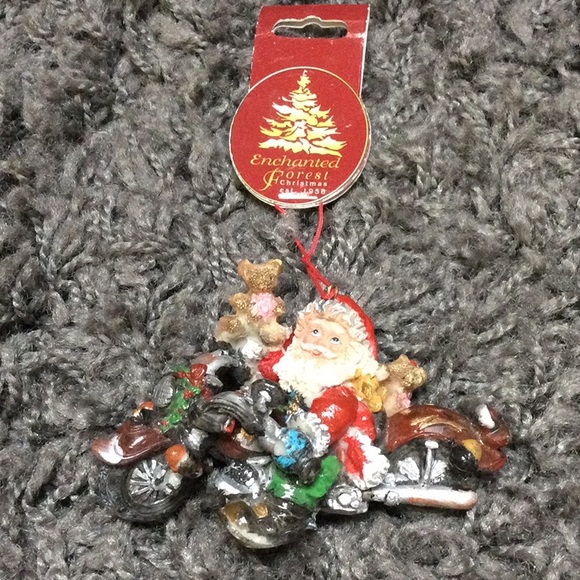 NWT Christmas holiday Looks like Harley Davidson motorcycle Santa ornament - Picture 2 of 5